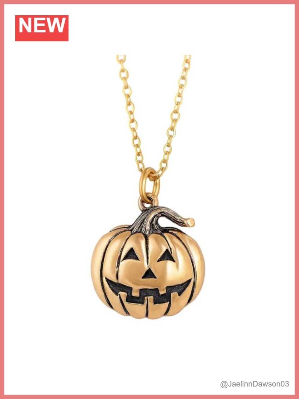 Bronze Jack O' Lantern Necklace Gold Filled Chain Halloween Pendant